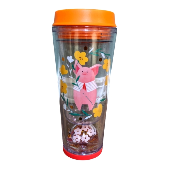 Starbucks Other - RARE! 🐷Starbucks Year of the Pig snow globe tumbler NEAR NEW 12oz